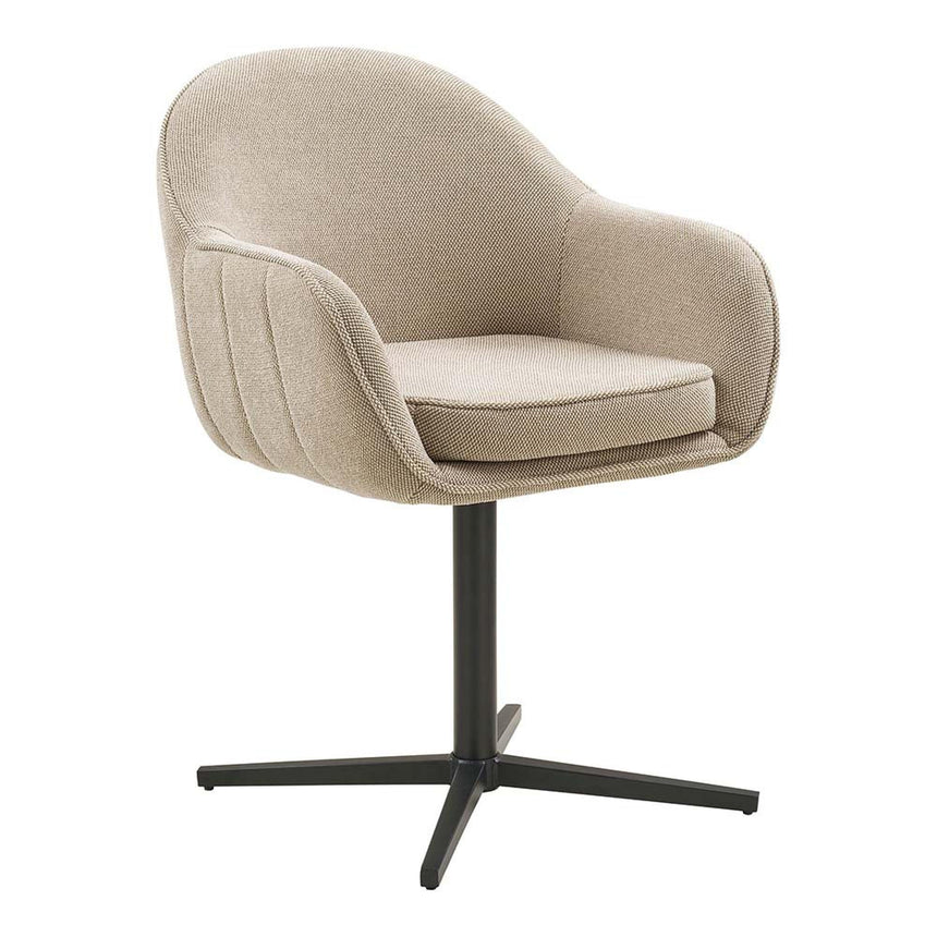 2 x Tamera Light Grey Fabric Swivel Dining Chair-3