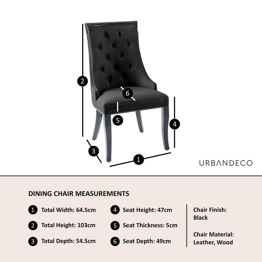 Carmela Black Leather Large High Back Dining Chair with Black Legs-7