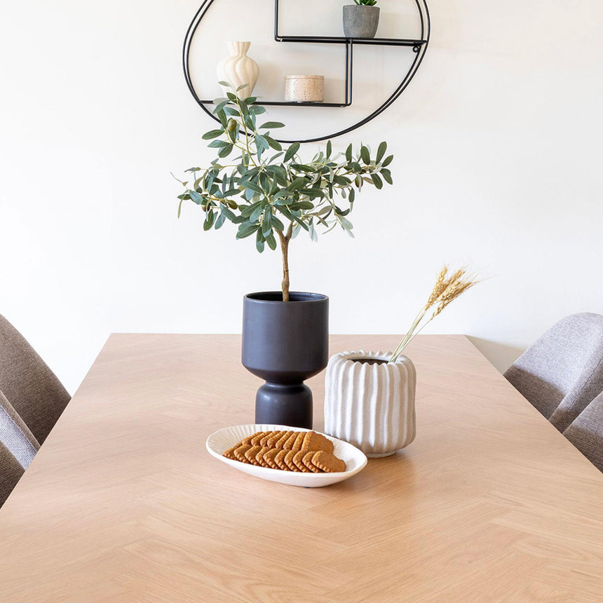 Amora Oak Herringbone Pattern 8 Seater Dining Table - 200cm-5