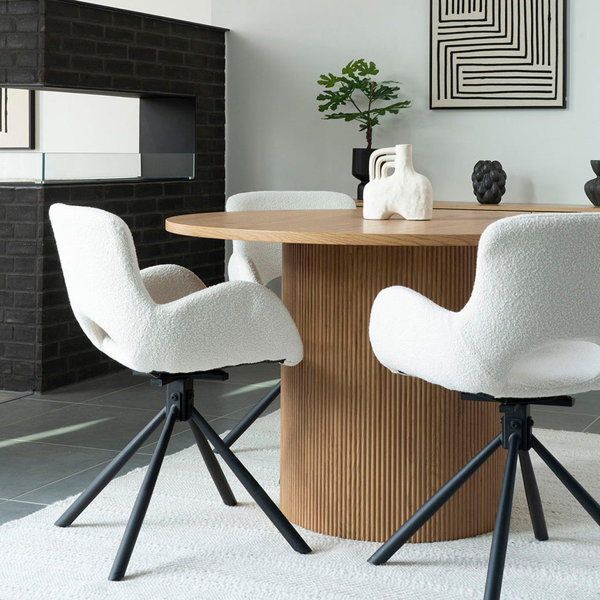 Boavista Natural Wood 4 Seater Round Pedestal Dining Table - 120cm-2