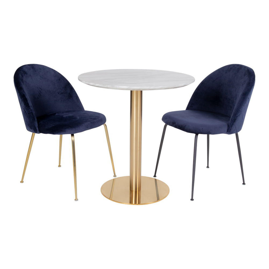 Bolzano White Marble Effect 4 Seater Gold Pedestal Round Dining Table - 110cm-2