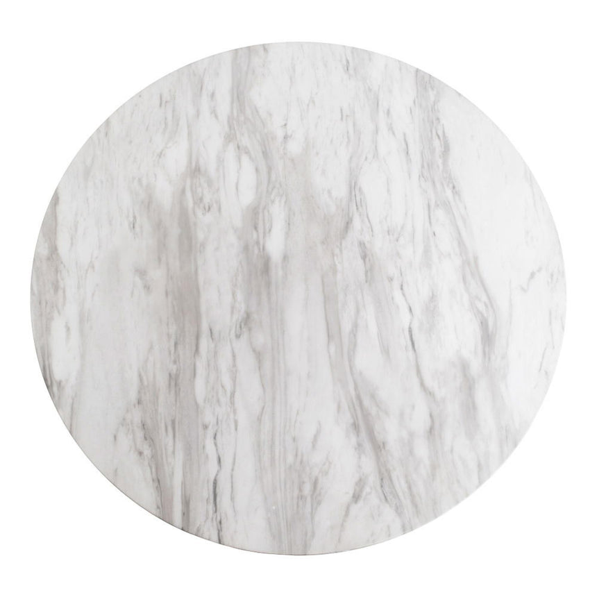 Bolzano White Marble Effect 4 Seater Gold Pedestal Round Dining Table - 110cm-3