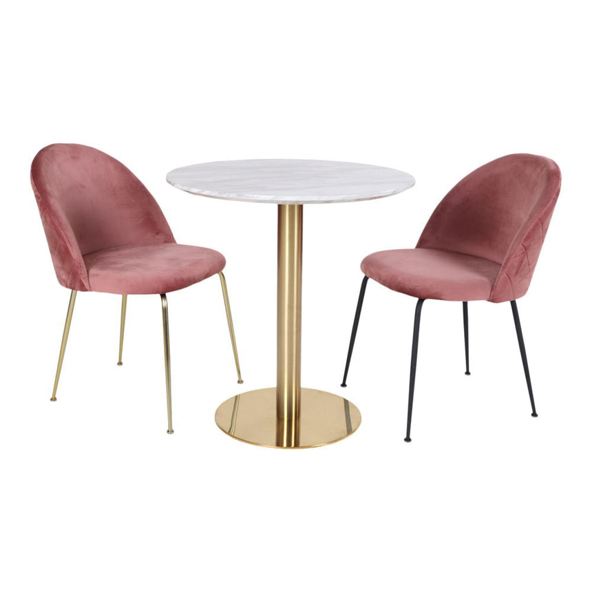Bolzano White Marble Effect 2 Seater Gold Pedestal Round Dining Table - 90cm-2