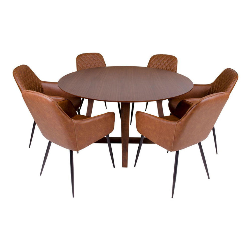 Hellerup Walnut 4 Seater Round Pedestal Dining Table - 137cm-2