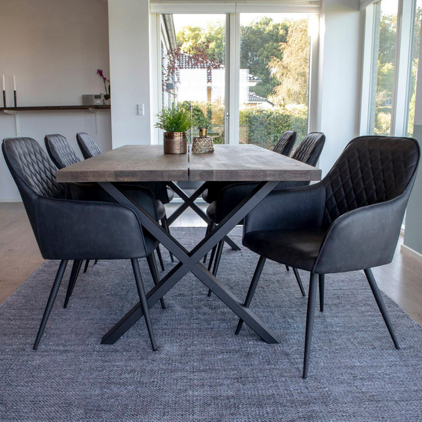Montpellier Smoked Oak 8 Seater Dining Table with Black Cross Legs - 200cm-4