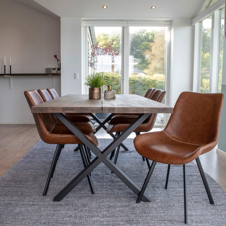 Montpellier Smoked Oak 8 Seater Dining Table with Black Cross Legs - 200cm-5