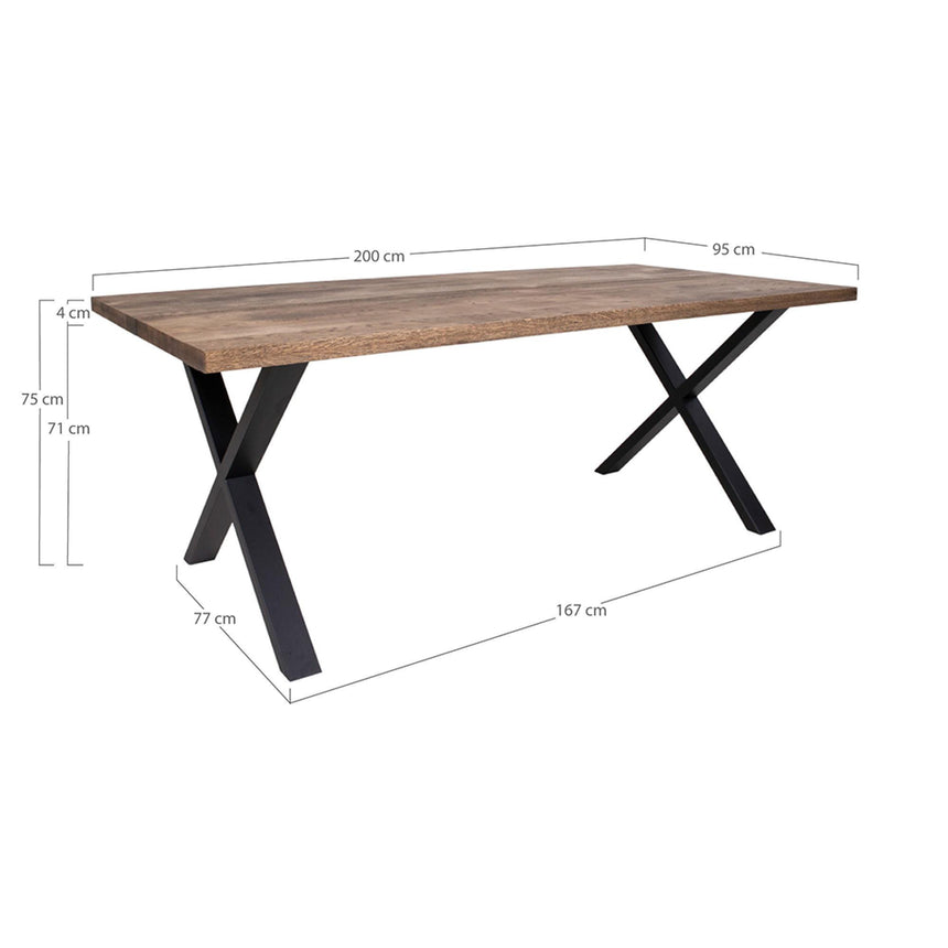 Montpellier Smoked Oak 8 Seater Dining Table with Black Cross Legs - 200cm-7