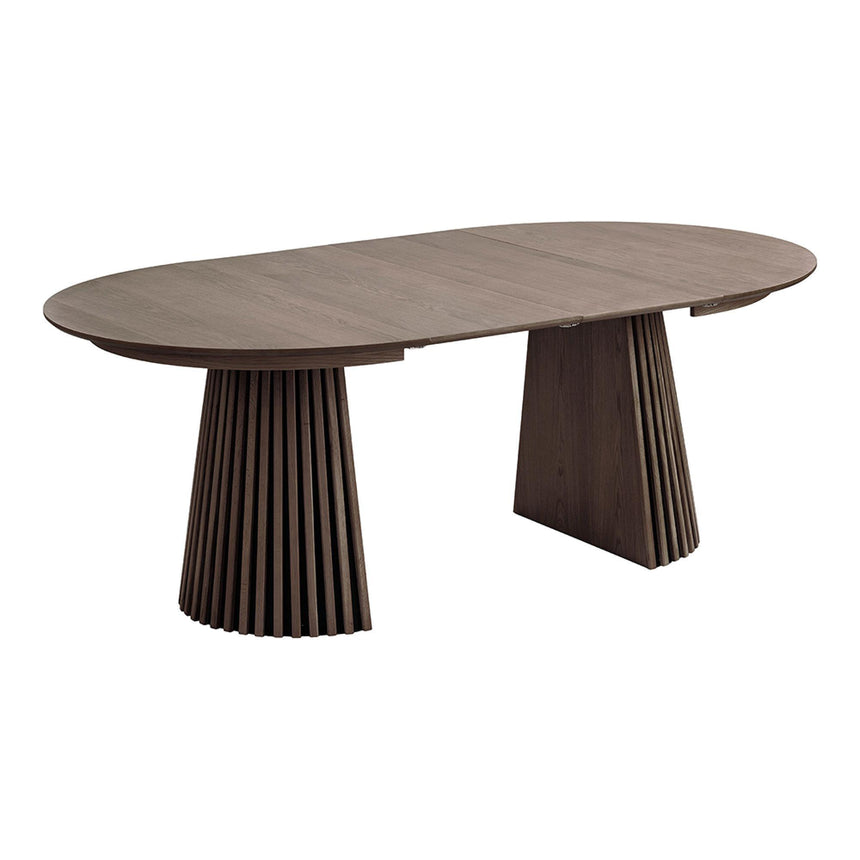 Osaka Smoked Oak 4-8 Seater Extending Round Dining Table with Slatted Base - 120cm-200cm-2