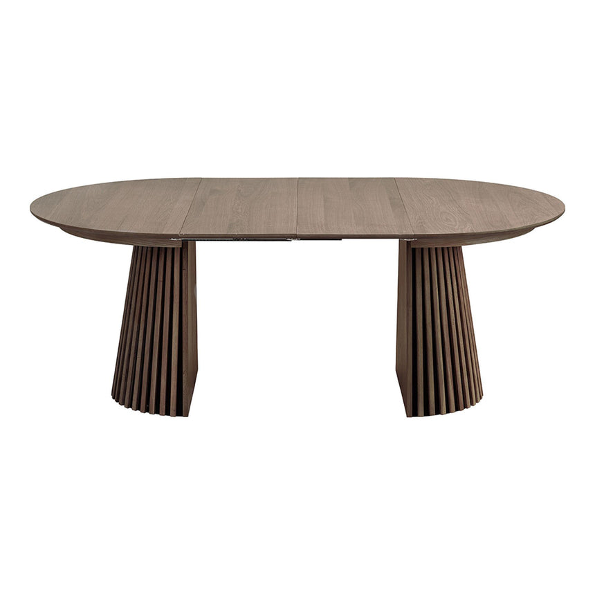 Osaka Smoked Oak 4-8 Seater Extending Round Dining Table with Slatted Base - 120cm-200cm-3