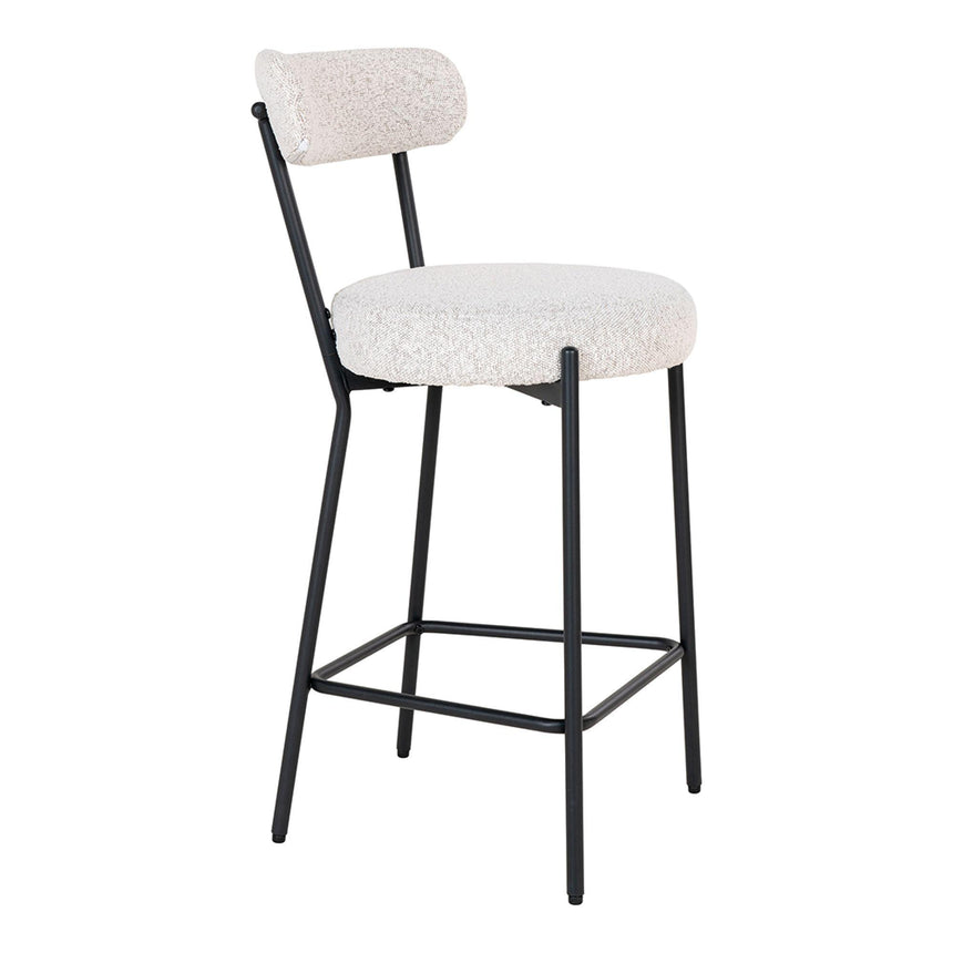 2 x Badalona White Boucle Fabric Barstool with Back-3