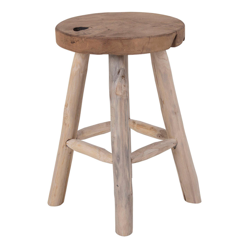 2 x Badia Natural Teak Wood Round Stool-3