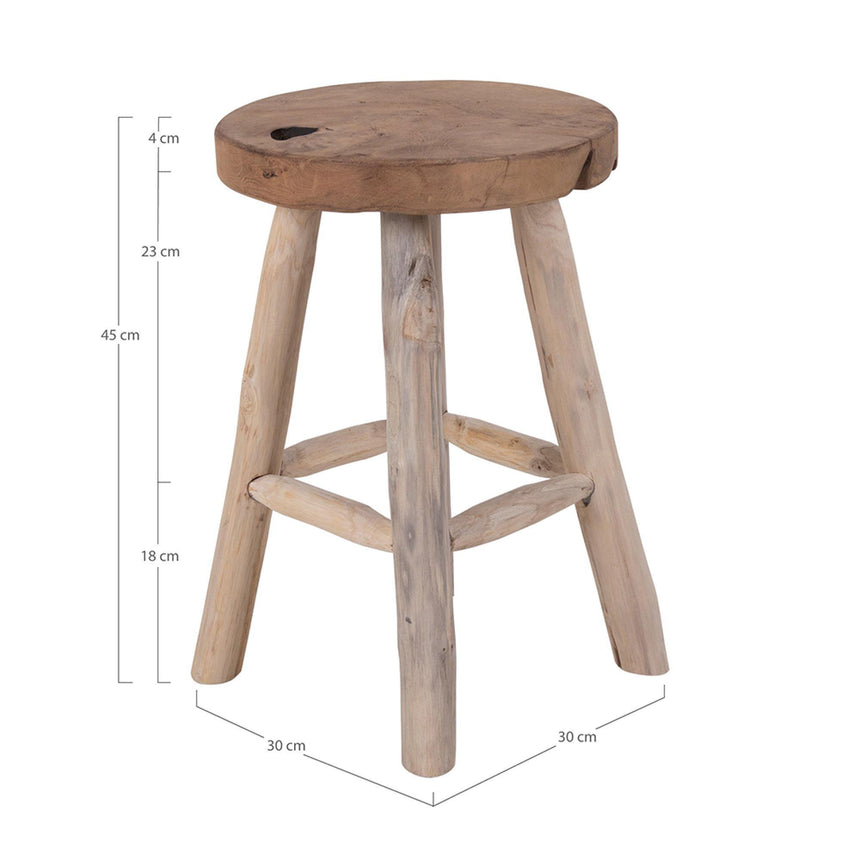 2 x Badia Natural Teak Wood Round Stool-4