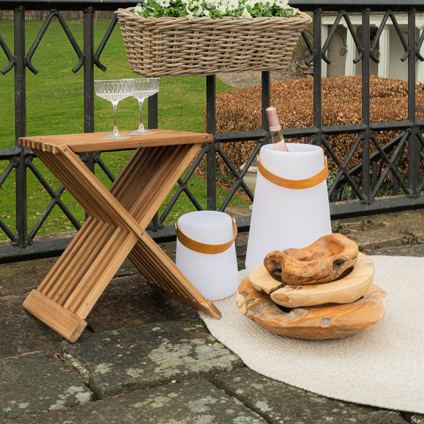 2 x Erto Natural Teak Wood Slatted Stool-3