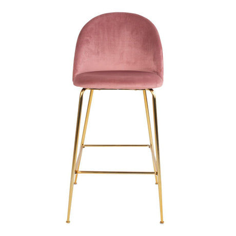 2 x Lausanne Pink Velvet Fabric Barstool with Gold Legs-2