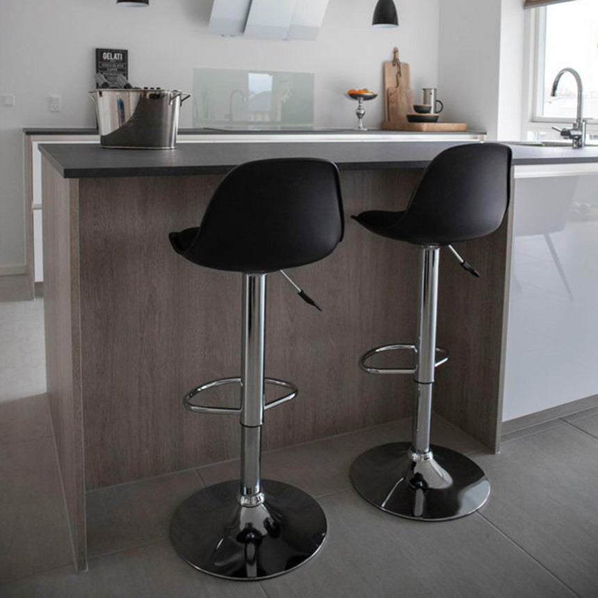 2 x Trondheim Black Faux Leather Adjustable Barstool-5