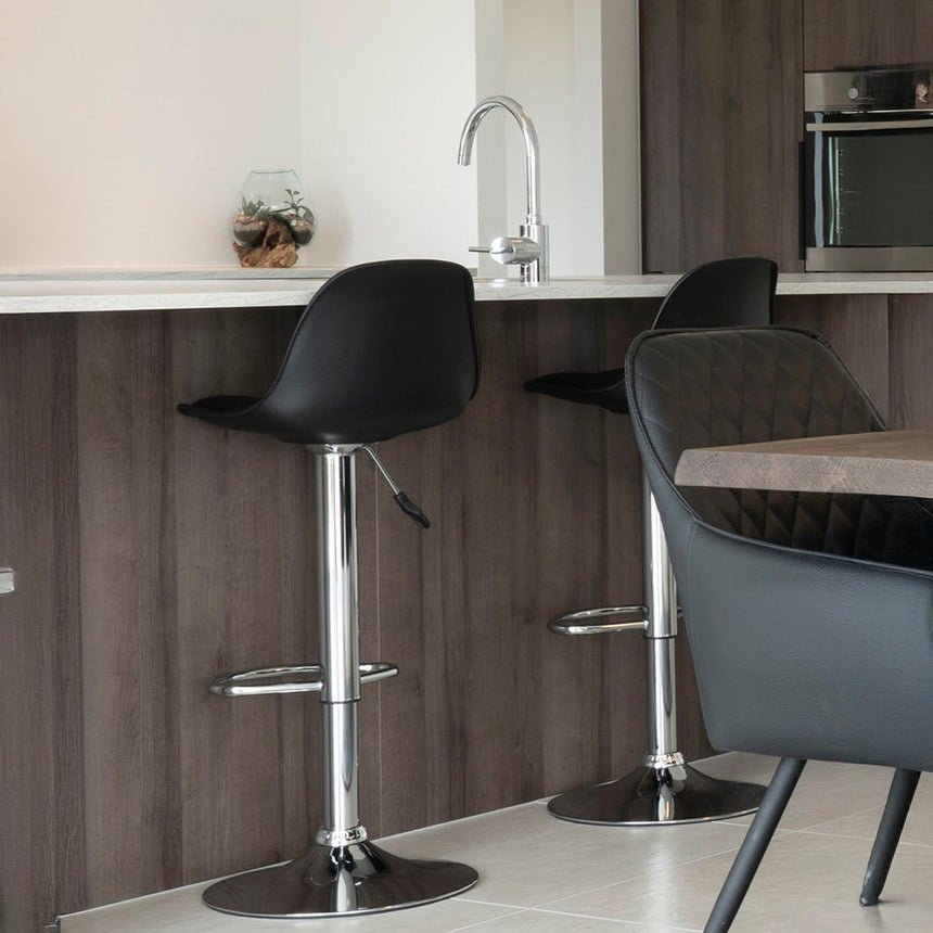 2 x Trondheim Black Faux Leather Adjustable Barstool-6