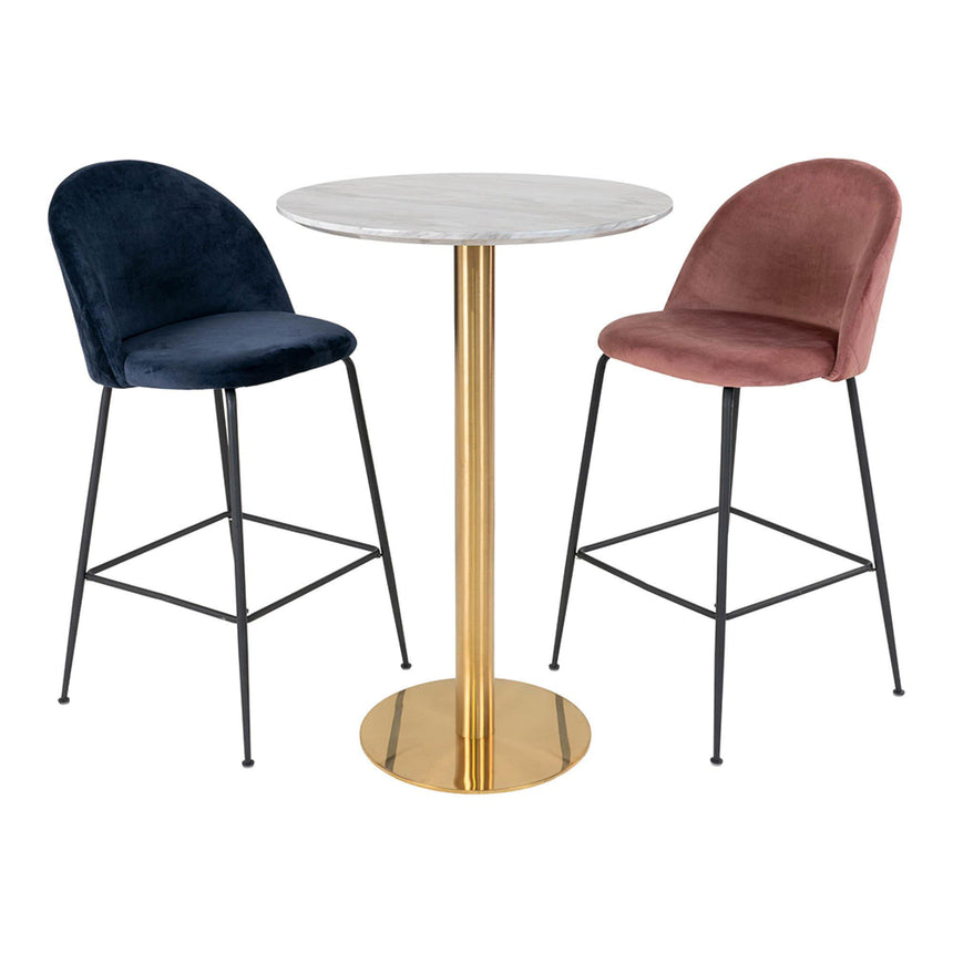 Bolzano White Marble Effect Round Bar Table with Gold Base-2