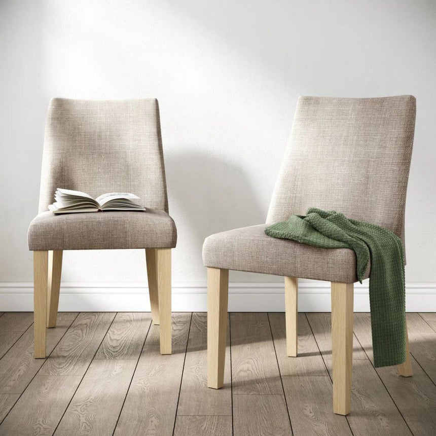 2 x Luna Beige Fabric Dining Chair-4