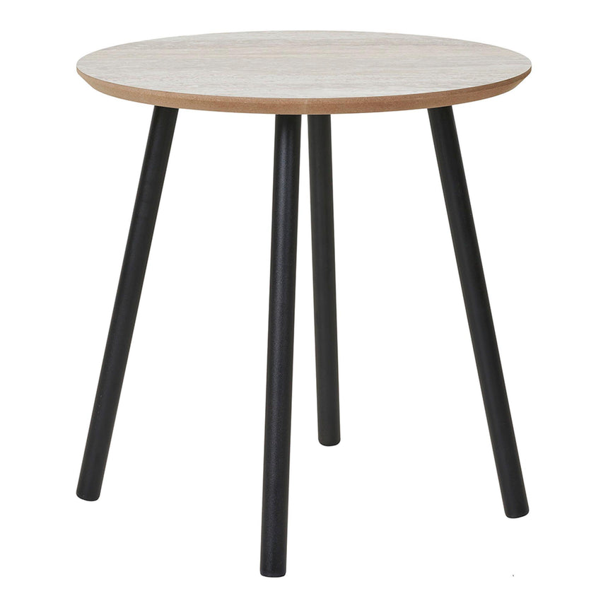 Aalst Beige Travertine Effect Round Side Table-2