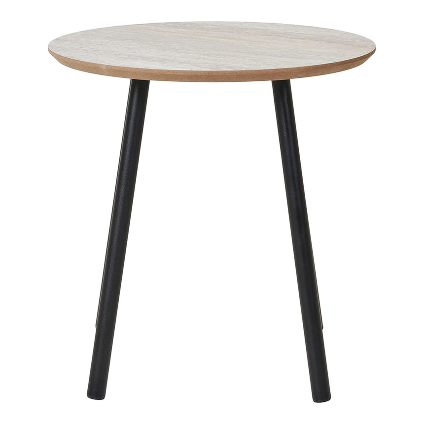 Aalst Beige Travertine Effect Round Side Table-3