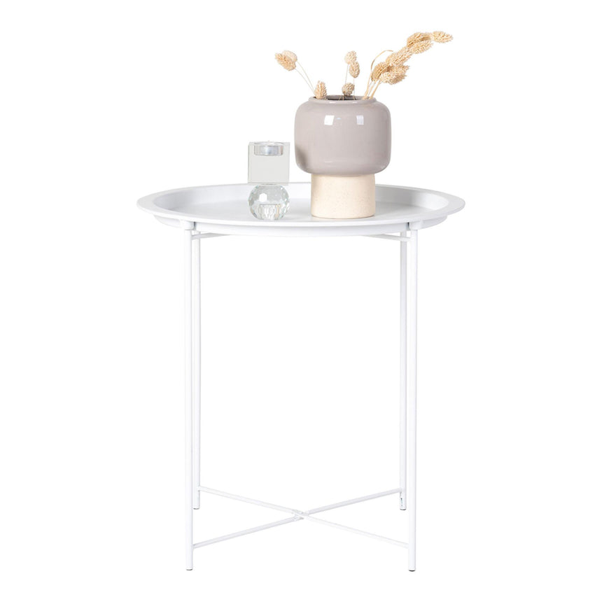 Bastia White Metal Round Side Table-2