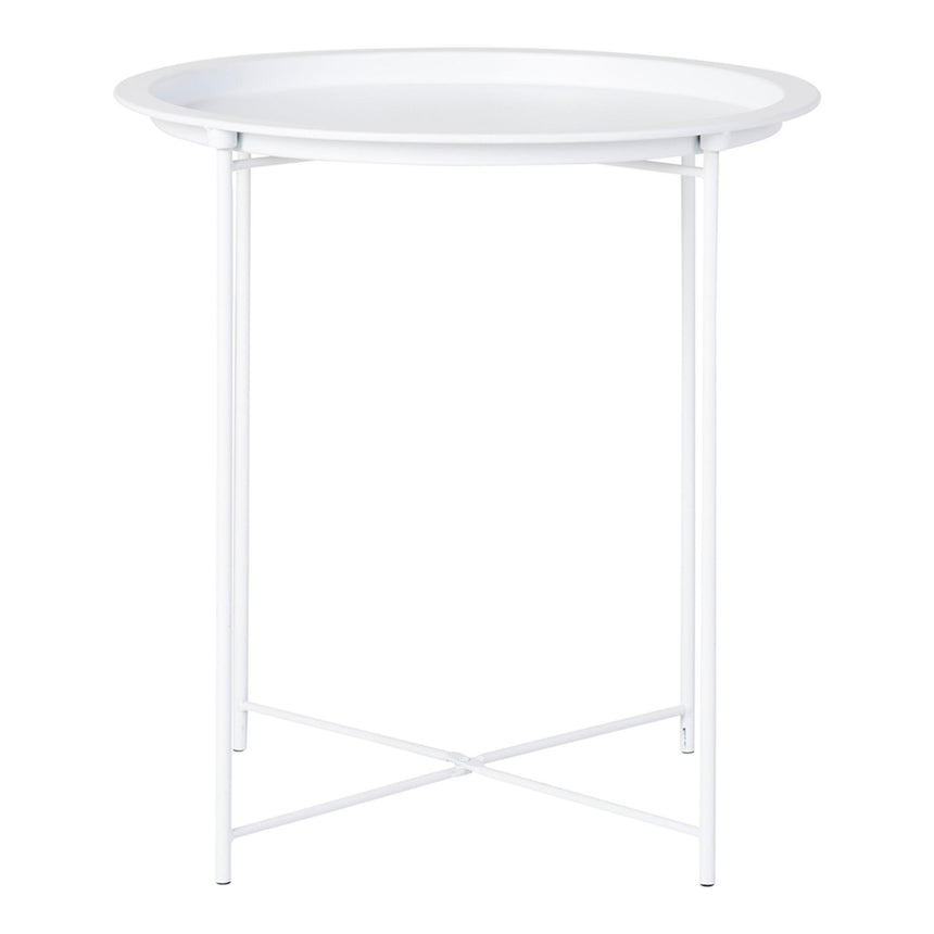 Bastia White Metal Round Side Table-3