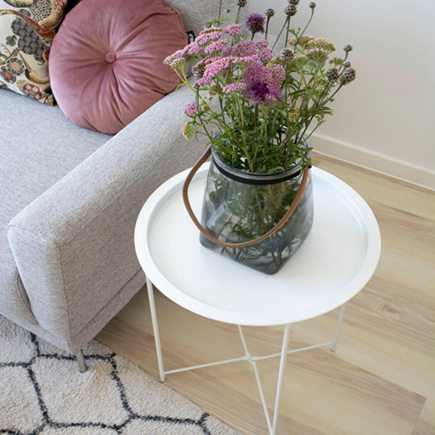 Bastia White Metal Round Side Table-4