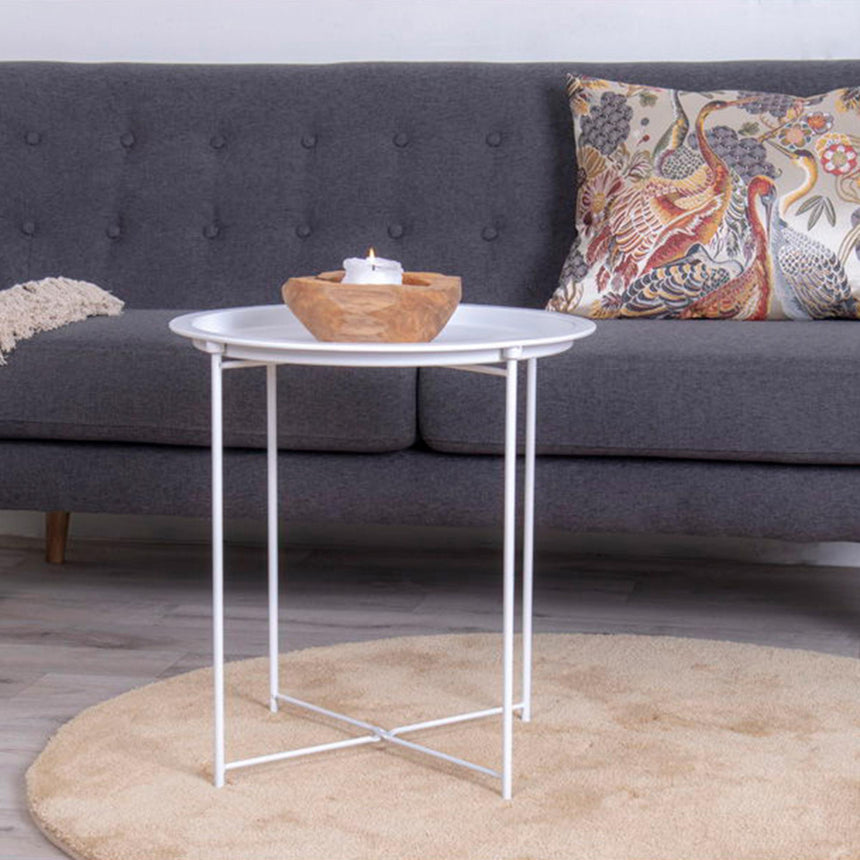 Bastia White Metal Round Side Table-5