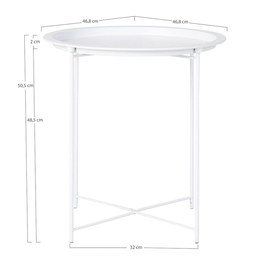 Bastia White Metal Round Side Table-6