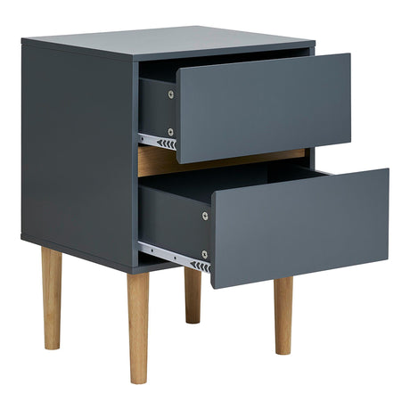 Bisley Dark Grey 2 Drawer Side Table-2