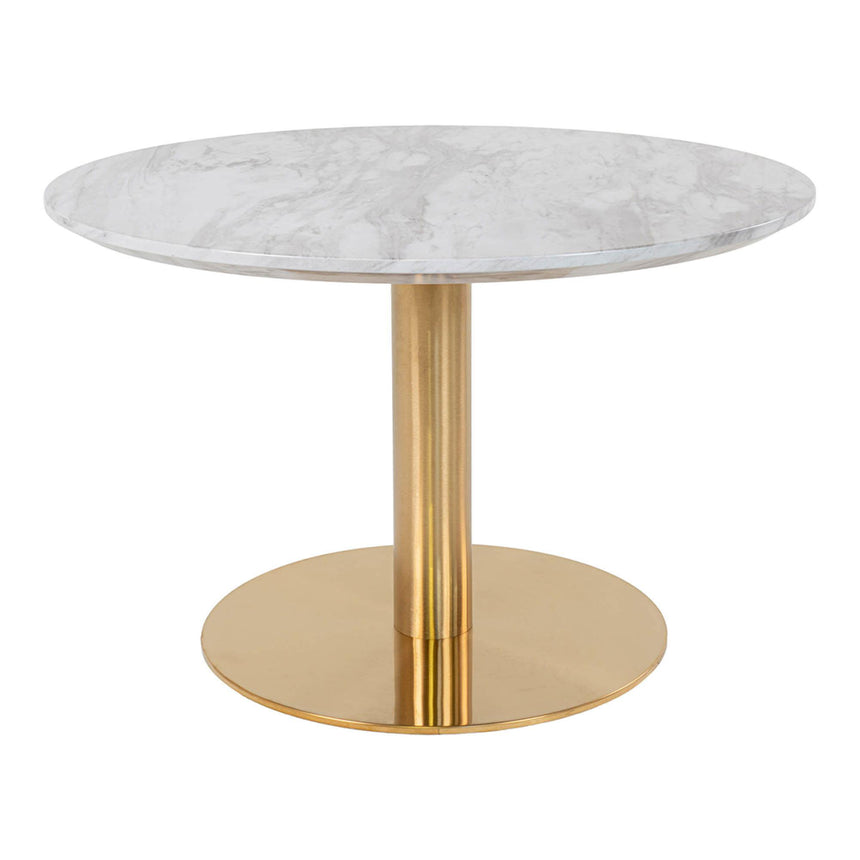 Bolzano White Marble Effect Round Coffee Table with Gold Base-2