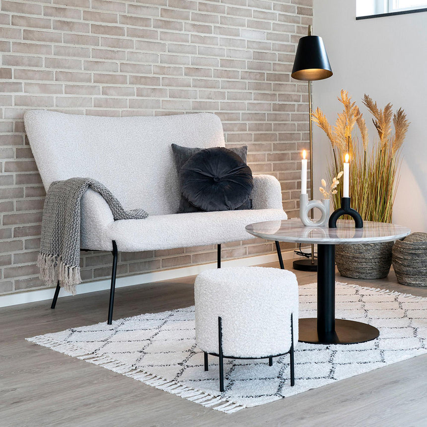 Bolzano White Marble Effect Round Coffee Table with Black Base-5