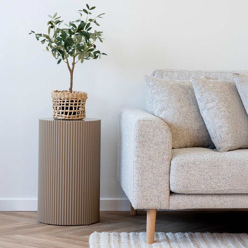 Farense Beige Fluted Round Side Table-4