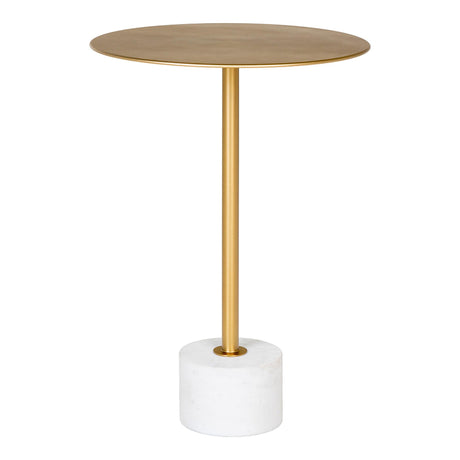 Lecco Gold Metal Round Side Table with Marble Base-2