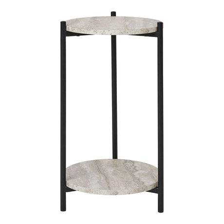 Leuven Beige Marble Effect Round Side Table-2
