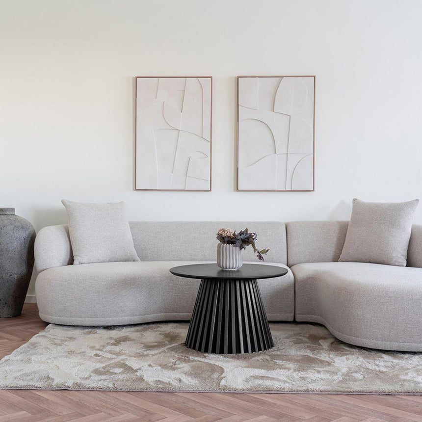 Osaka Black Round Coffee Table with Slatted Base-6