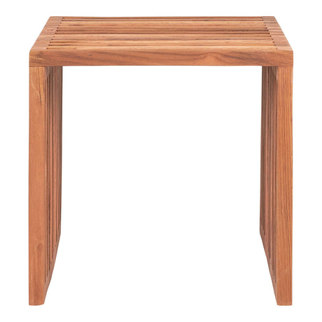 Pego Teak Wood Slatted Square Side Table-2