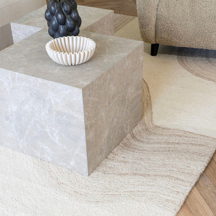 Prague Beige Marble Effect Coffee Table (Set of 2)-7