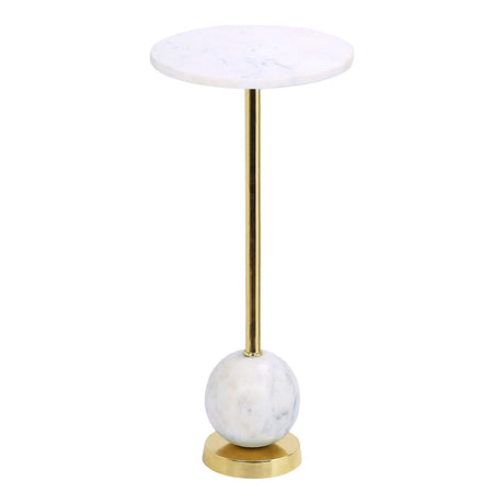 Salo White Marble Effect Round Side Table-2