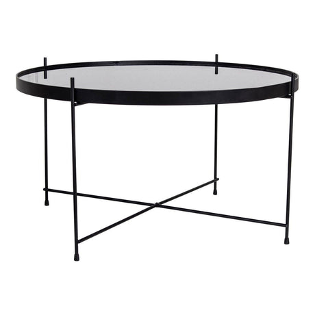 Venezia Black Glass and Metal Round Large Coffee Table-2