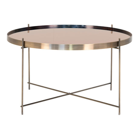 Venezia Brass Glass and Metal Round Large Coffee Table-2