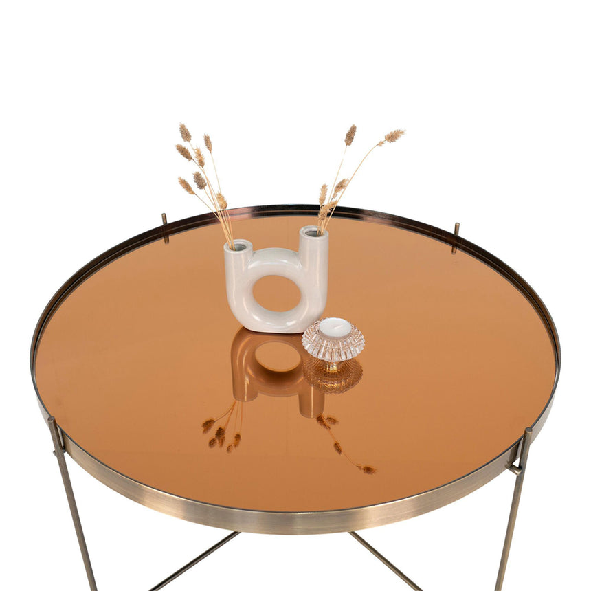 Venezia Brass Glass and Metal Round Large Coffee Table-3