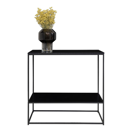 Vita Black Metal Console Table with Shelf-2