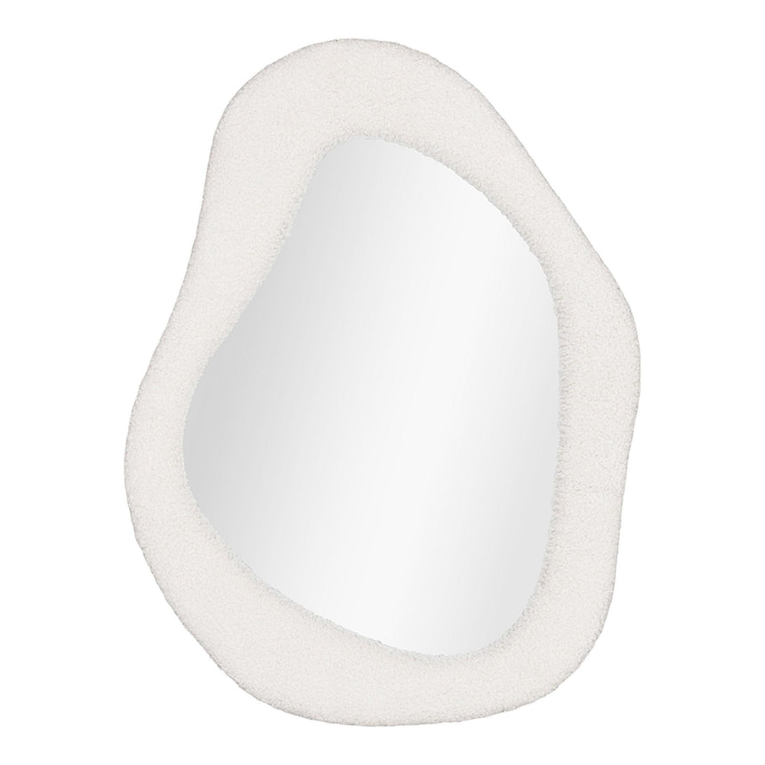 Bosa White Boulce Fabric Frame Abstract Wall Mirror - 46cm x 61cm-2