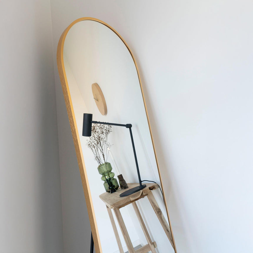 Madrid Brass Finish Arch Long Floor Standing Mirror - 40cm x 150cm -4