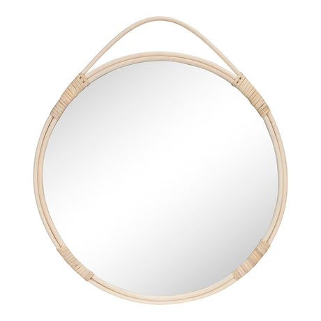 Malo Natural Rattan Round Hanging Wall Mirror - 2cm x 50cm-2