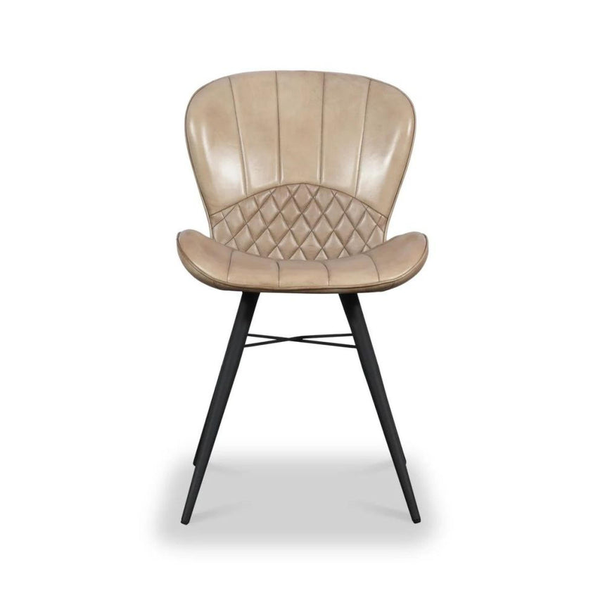 2 x Amory Beige Leather Dining Chair-2