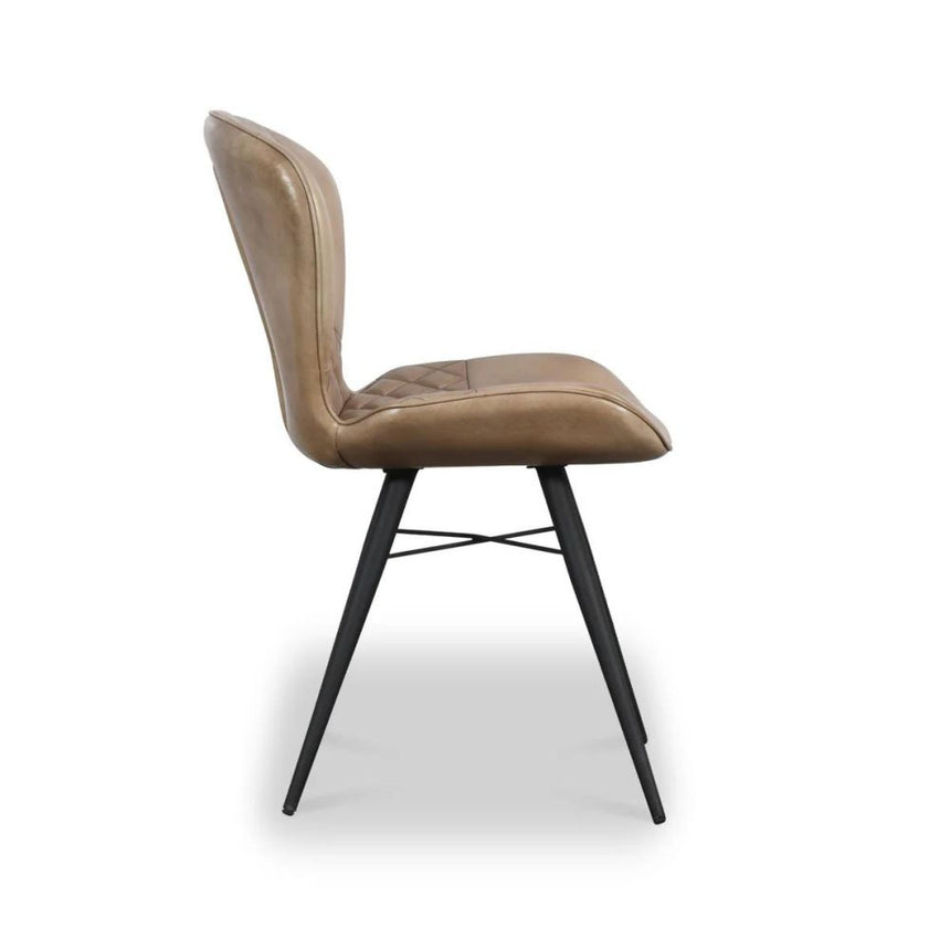 2 x Amory Beige Leather Dining Chair-3