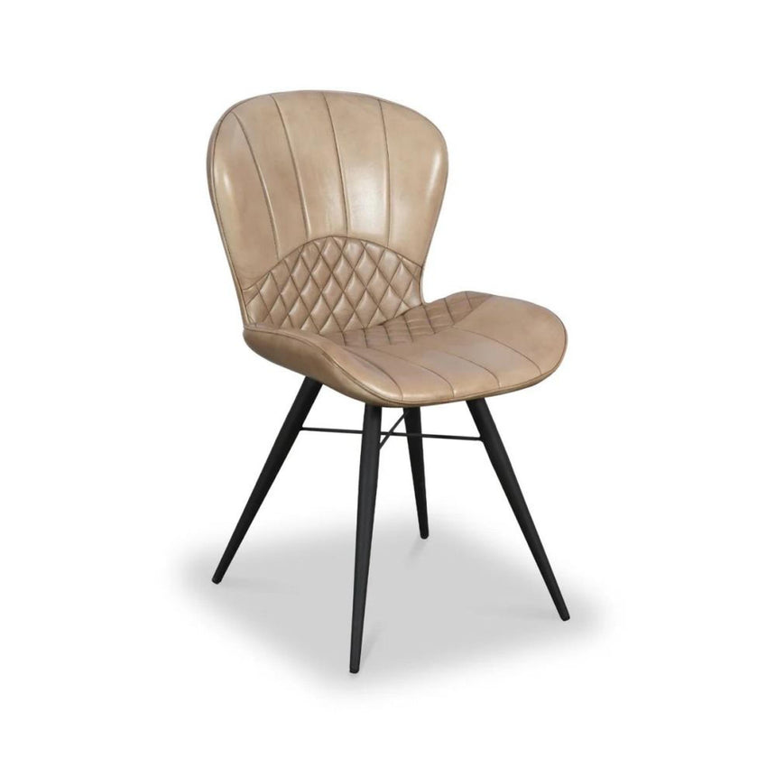 2 x Amory Beige Leather Dining Chair-4