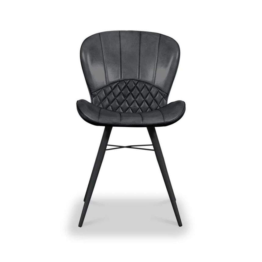 2 x Amory Grey Leather Dining Chair-2